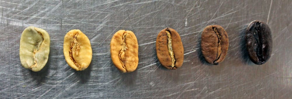 مرحله قهوه ای شدن دانه تا حدود ۲۰۰ درجه سانتی گراد